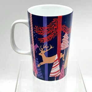 Starbucks Christmas Coffee Mug Cup 2017 Woodland Buck Rabbit Trees Fox Swan 12oz
